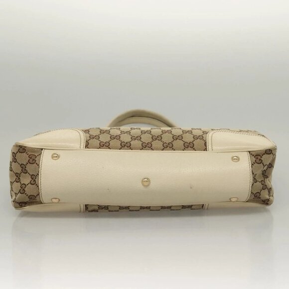 GUCCI GG Canvas Web Sherry Line Pretty Tote Bag Beige Gold 163805 Auth BA4357 - Picture 7 of 16